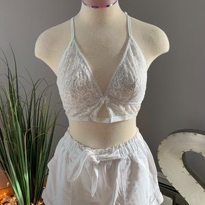 Aerie White Lace Racerback Bralette - Size XL